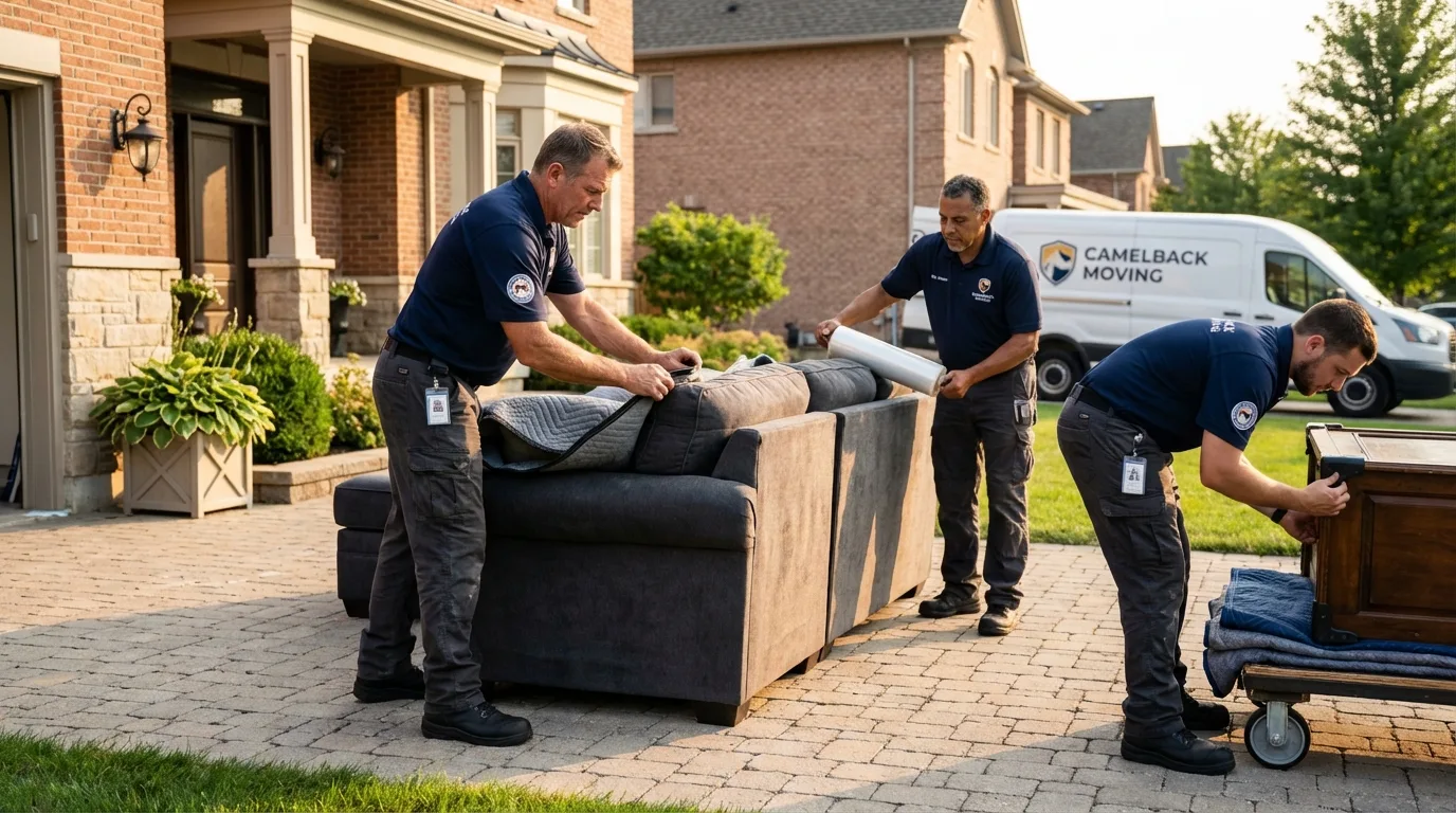 Large estate moving crew wrapping furniture in Soledad, CA