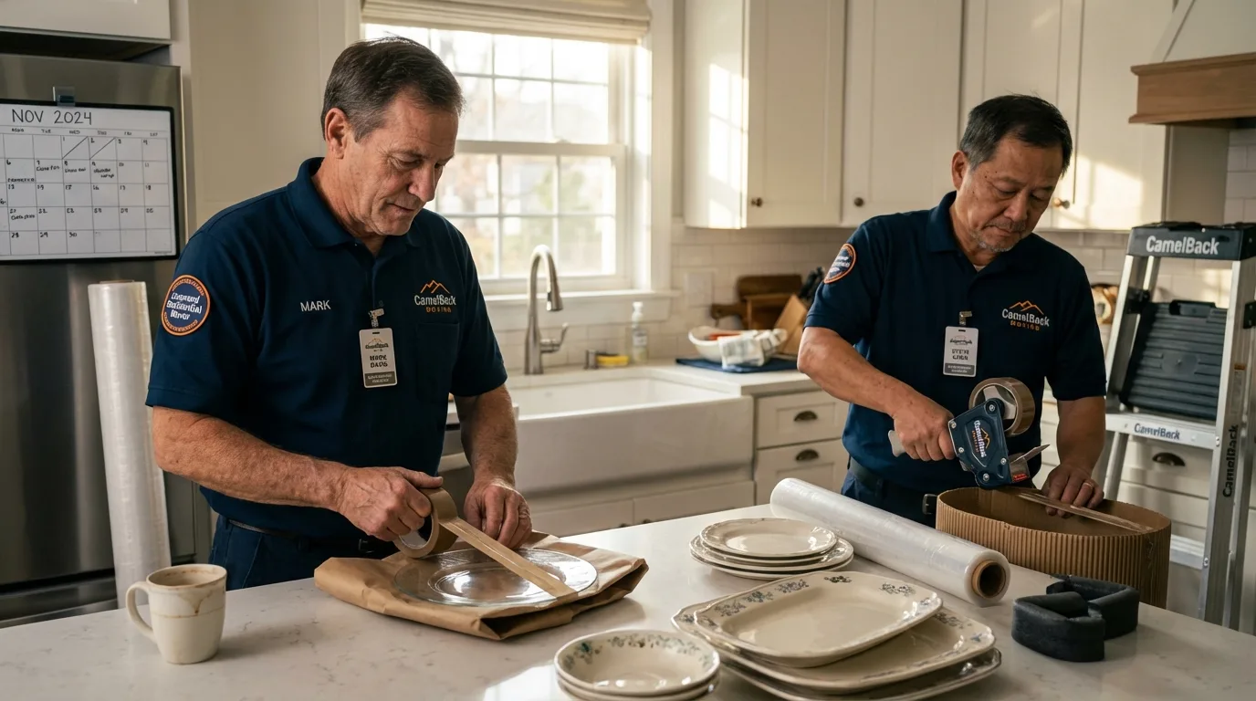 Professional crew packing kitchen dishware in Soledad, CA